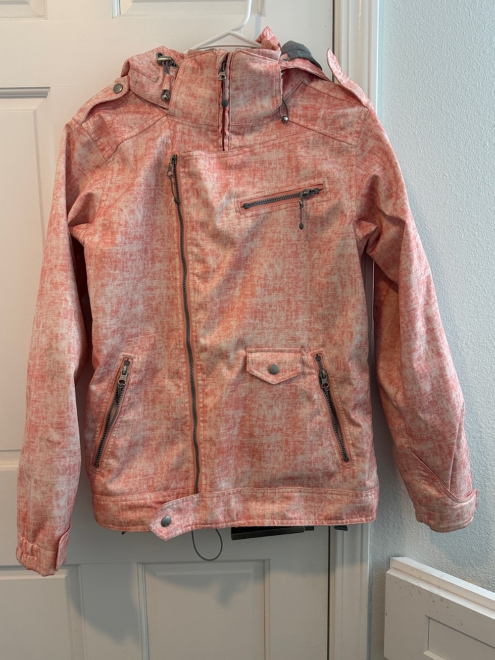 Women's Pink Heathered Ski Jacket - Lightweight Snow Shell